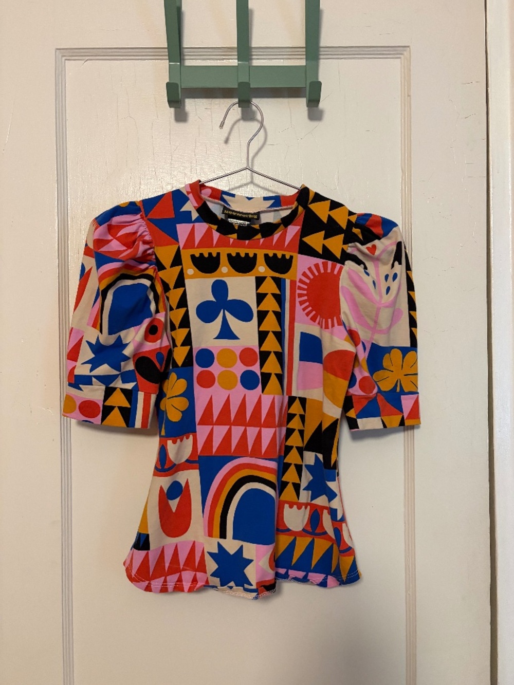 NOOWORKS Puff Sleeve Top : Congdon print XS